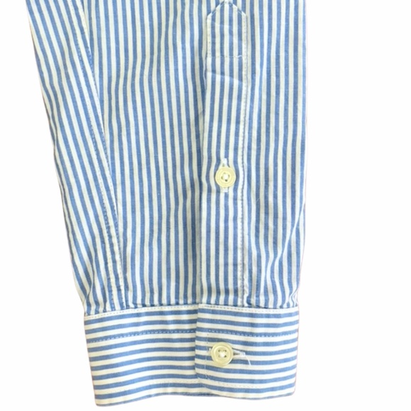Knowledge Cotton Apparel | Men’s Blue Stripe Organic Cotton Shirt Size L - Picture 10 of 12